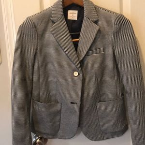 Navy blue striped jersey blazer